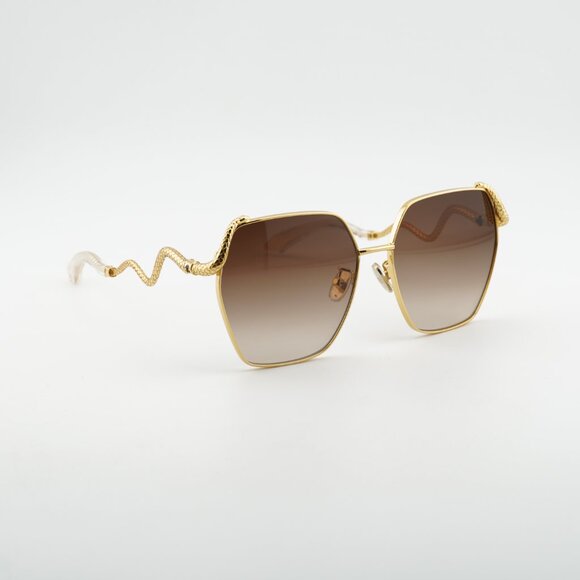 Roberto Cavalli SRC035M 0400 Sunglasses Gold Geometric Frame, Grey Lenses